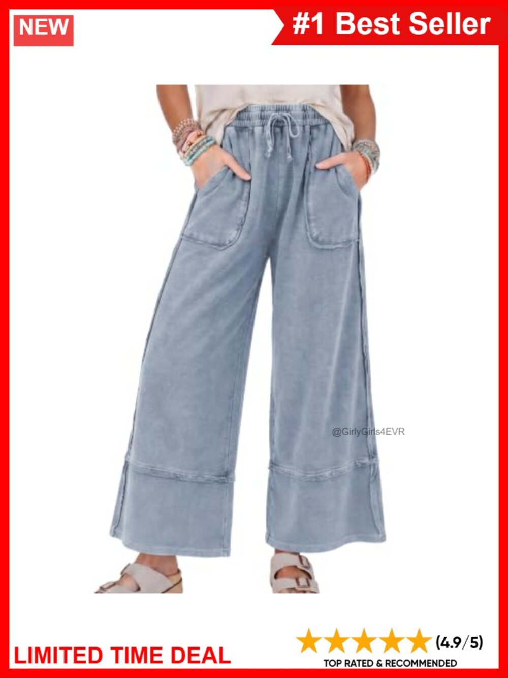Terry Cloth Wide Leg Sweatpants High Rise Drawstring Lounge Pants